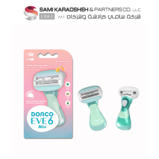 Dorco Eve 6 Mini System Razor for Women – 6-Blade Razor for On-the-Go grooming, 2 Heads, 1 Handle