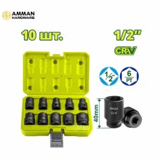 10-Piece Black Impact Socket Set 