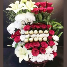 Deluxe Flower Basket with Ferrero Chocolates 