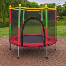 Metal Spring Trampoline with Safety Net and Zip-Closure Entrance