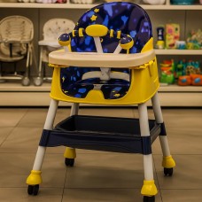 Children’s High Chair with Leather Upholstery and Wheels for Easy Mobility 