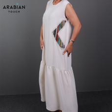 Sleeveless White Maxi Dress with Colorful Side Panels