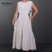 Sleeveless White Maxi Dress with Colorful Side Panels