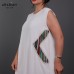 Sleeveless White Maxi Dress with Colorful Side Panels