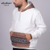 White Unisex Hoodie with Brown Sadu 100% Pure Egyptian Cotton