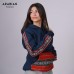 Navy Unisex Hoodie with Red Sadu 100% Pure Egyptian Cotton