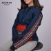 Navy Unisex Hoodie with Red Sadu 100% Pure Egyptian Cotton