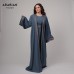 3-Piece Embroidered Abaya Set – Slate Blue