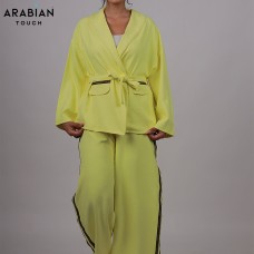 Two-Piece Yellow Belted Pantsuit