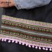 Black Sadu-Pattern Beach Bag with Inner Pocket