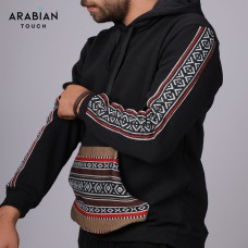 Black Unisex Hoodie with Brown Sadu 100% Pure Egyptian Cotton