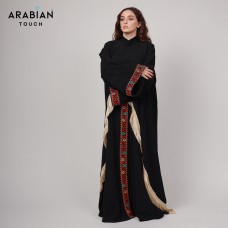 Black Abaya with Gold Fringe & Colorful Embroidery – Japanese  CY Fabric 