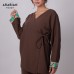 Brown Two-Piece Set with Vibrant Indain Embroidery