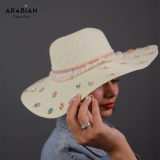 Rainbow Gem Embellished Beach Hat