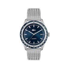 LACOSTE Men’s Watch – Silver Steel with Navy Blue