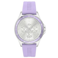 LACOSTE Women’s Watch – Silver Rubber with Purple