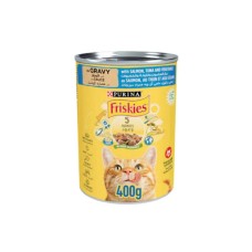 7613039965955 Purina Friskies Wet Cat Food Chunks Salmon, Tuna & Vegetables in Gravy 400gm