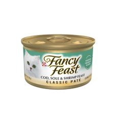 Fancy Feast Classic Paté Cod, Sole & Shrimp Gourmet Wet Cat Food 85gm