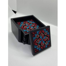 Set of embroidered coasters 