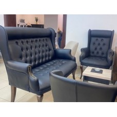 Capitonne-style sofa set