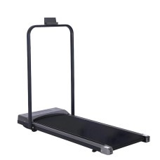 Treadmill with a movable handle and remote speed control.
