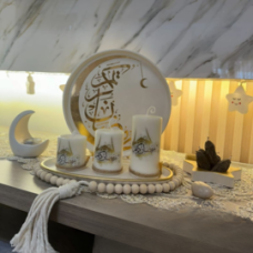3 Ramadan candles with a tray