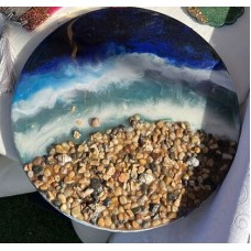 Sea painting made of resin, diameter 30