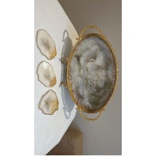 Resin plated tray and 3 coasters