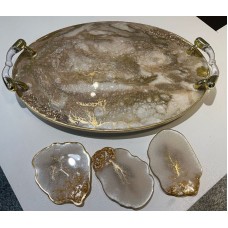 Tray and 3 resin coasters