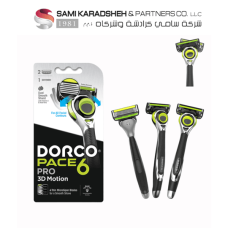 Dorco Pace 6 Pro System Razor for Men – 6-Blade Shaving System, 2 Heads, 1 Handle