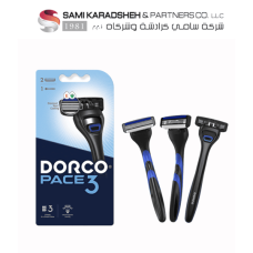 Dorco Pace 3 System Razor for Men – 3 Blades Shaving System, 2 Heads, 1 Rubber Handle