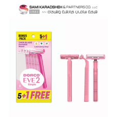 Dorco Eve 2 Disposable Razor for Women, 2 Blades Head, 5+1 Plastic Handles in a Pouch
