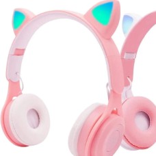 سماعات رأس بلوتوث بآذان قطط RGB مضيئة