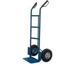 A cart carrying two wheels